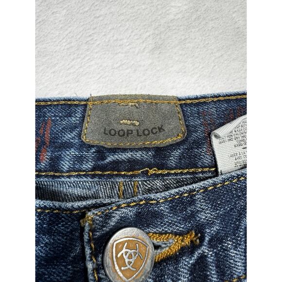 Ariat Loop Lock Jeans 32x34 Dark Wash Straight Fit Western Denim Rugged Classic - Picture 3 of 8